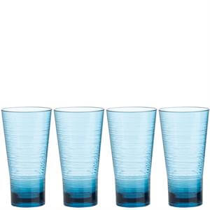 The Three Rivers Hampers Co. Blue Linear Set of 4 Hi Ball Glasses
